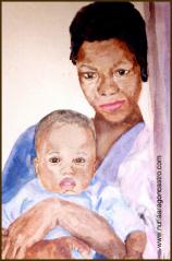 "Maternidad". Acuarela / Papel. 25x34 cm.